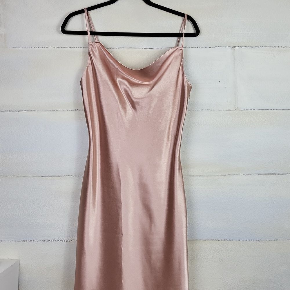 BIRDY‎ GRAY nude gold satin dress. Size M